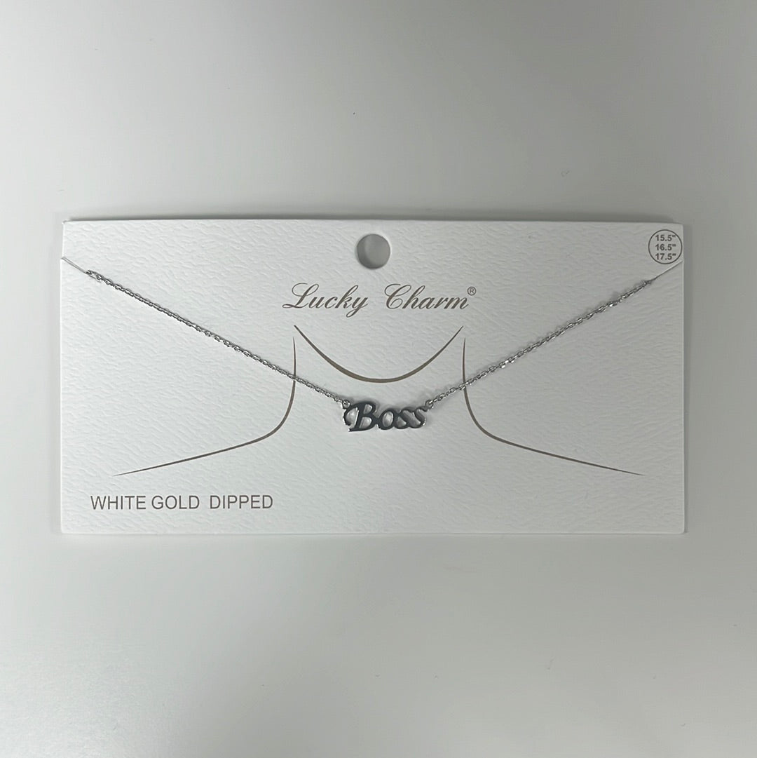White Gold Boss Necklace - Closet Space