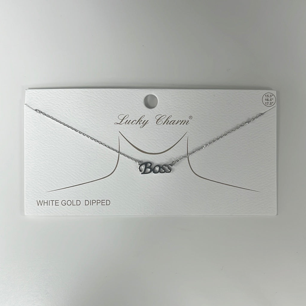 White Gold Boss Necklace - Closet Space