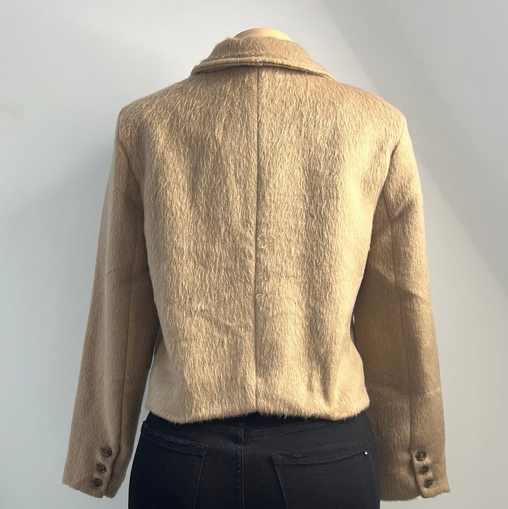 Faux Fur Button Up Crop Jacket - Closet Space