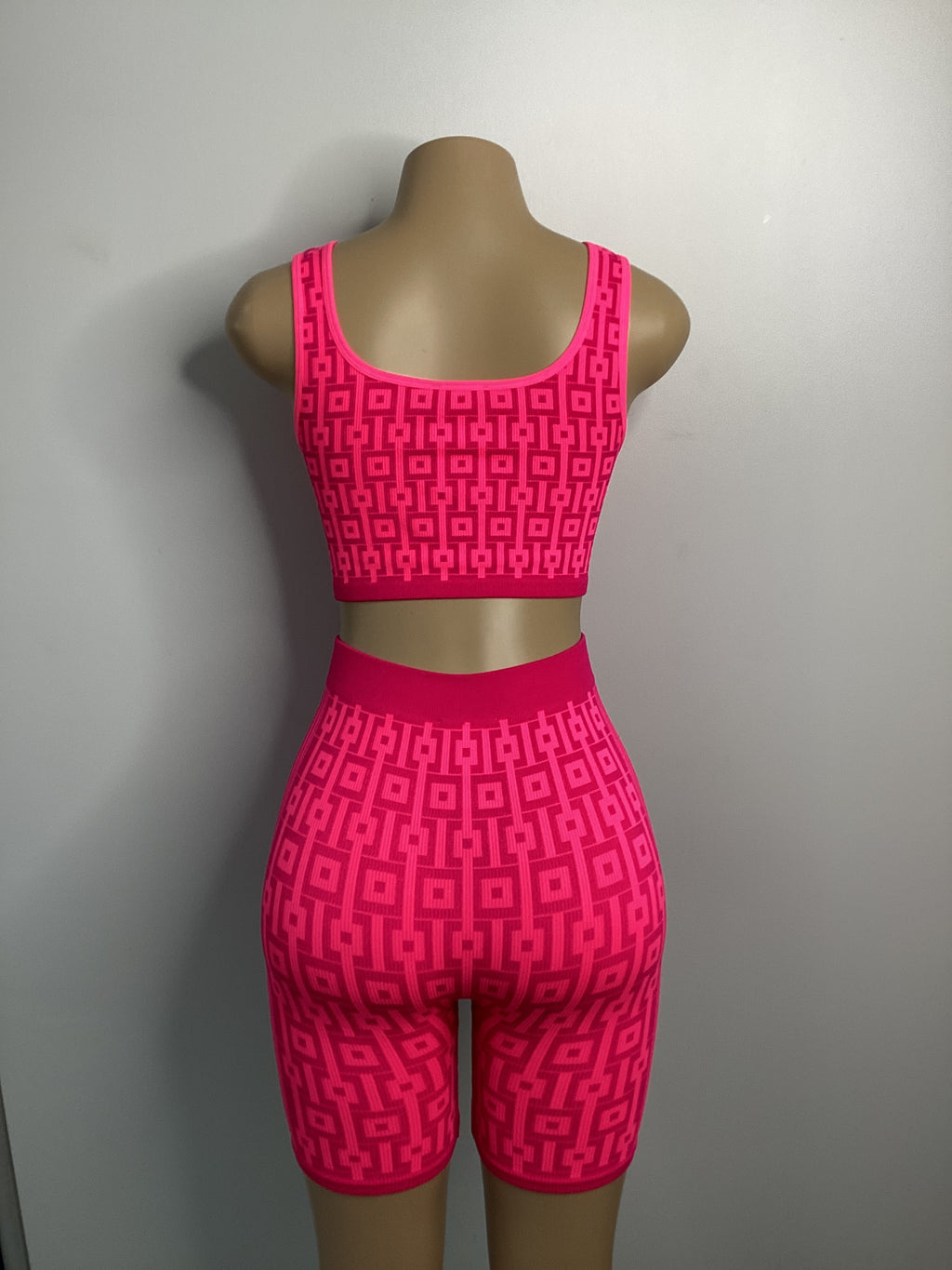 Seamless Print Jacquard Tank Top and Short Set - Closet Space