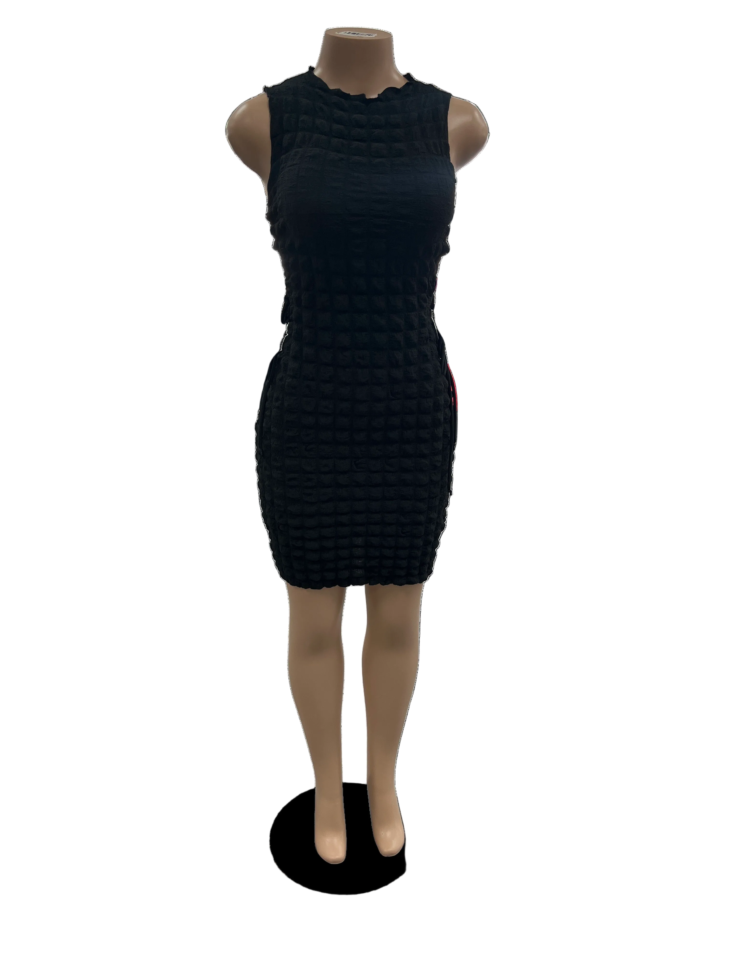 Popcorn Stretch Lace Up Bodycon Dress - Closet Space