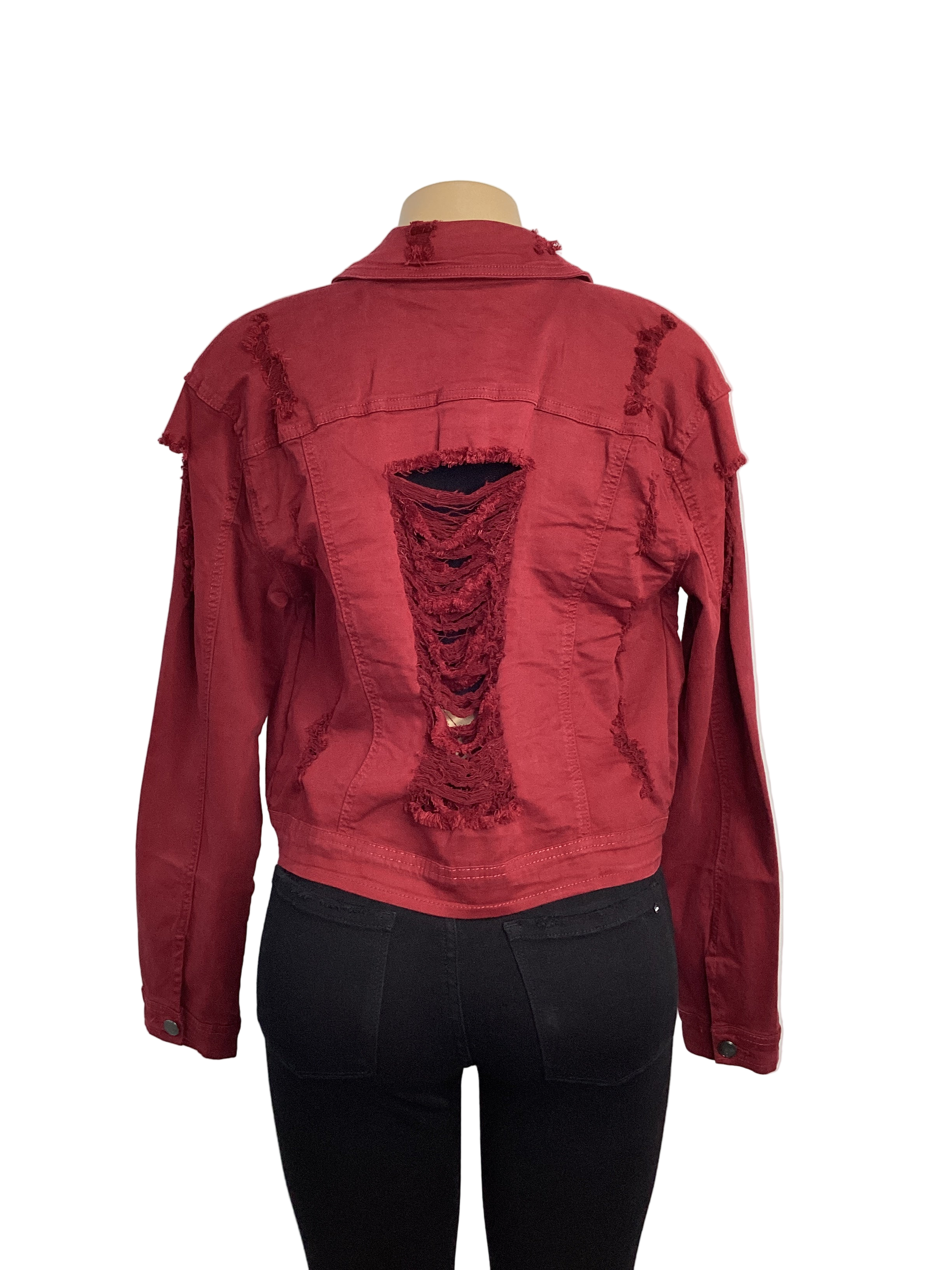 Curvy - Distressed Fitted Crop Jacket