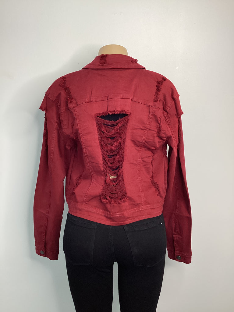 Curvy - Distressed Fitted Crop Jacket - Closet Space