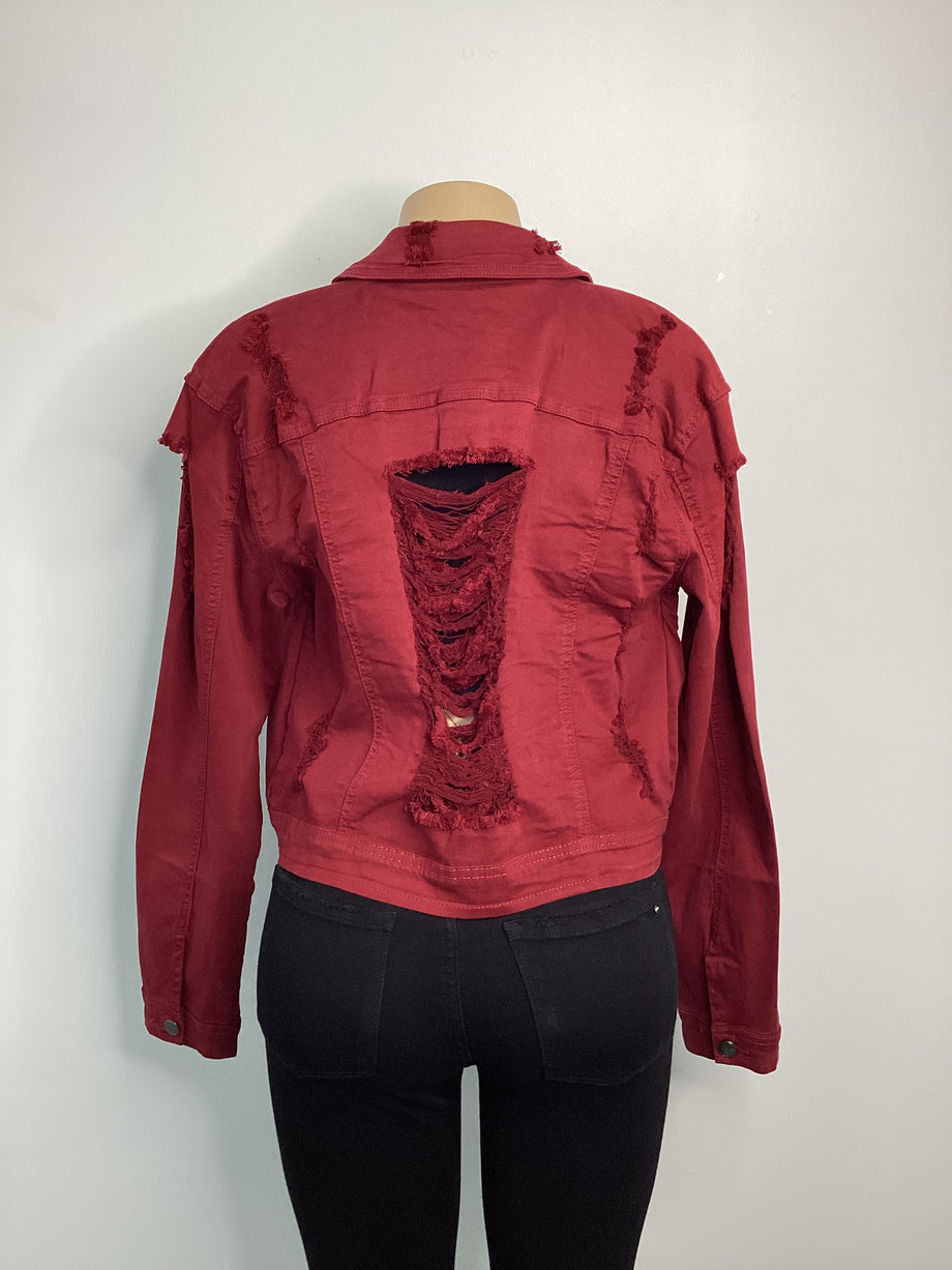 Curvy Distressed Fitted Crop Jacket Closet Space