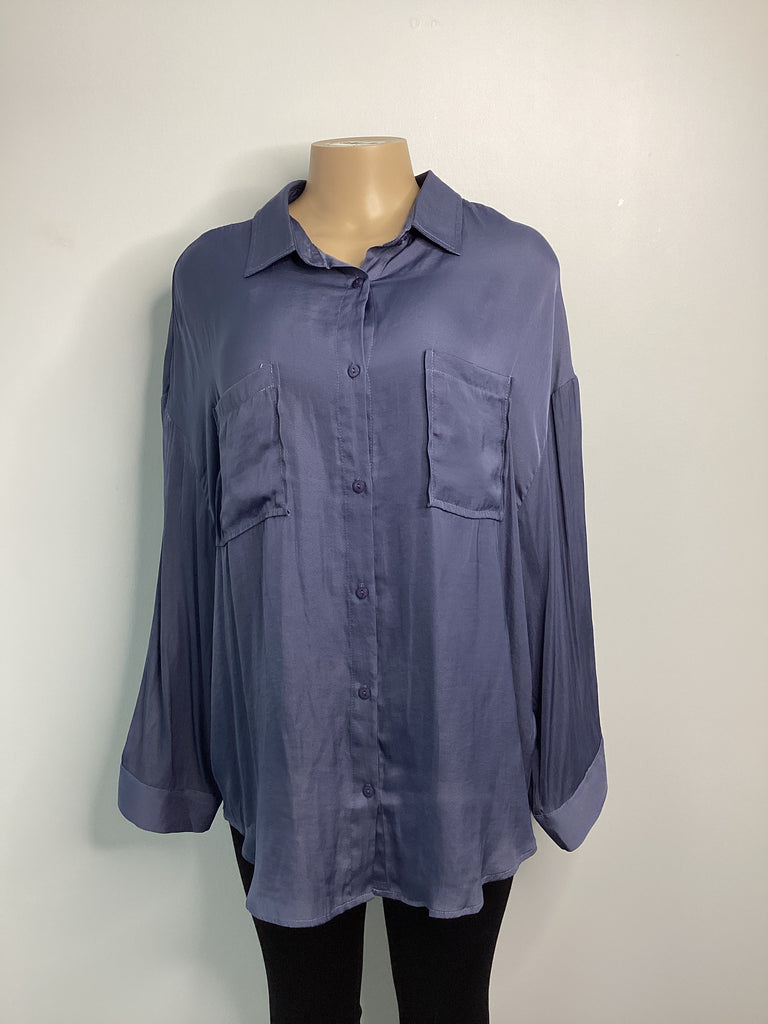 Button Front Collar Woven Blouse - Closet Space