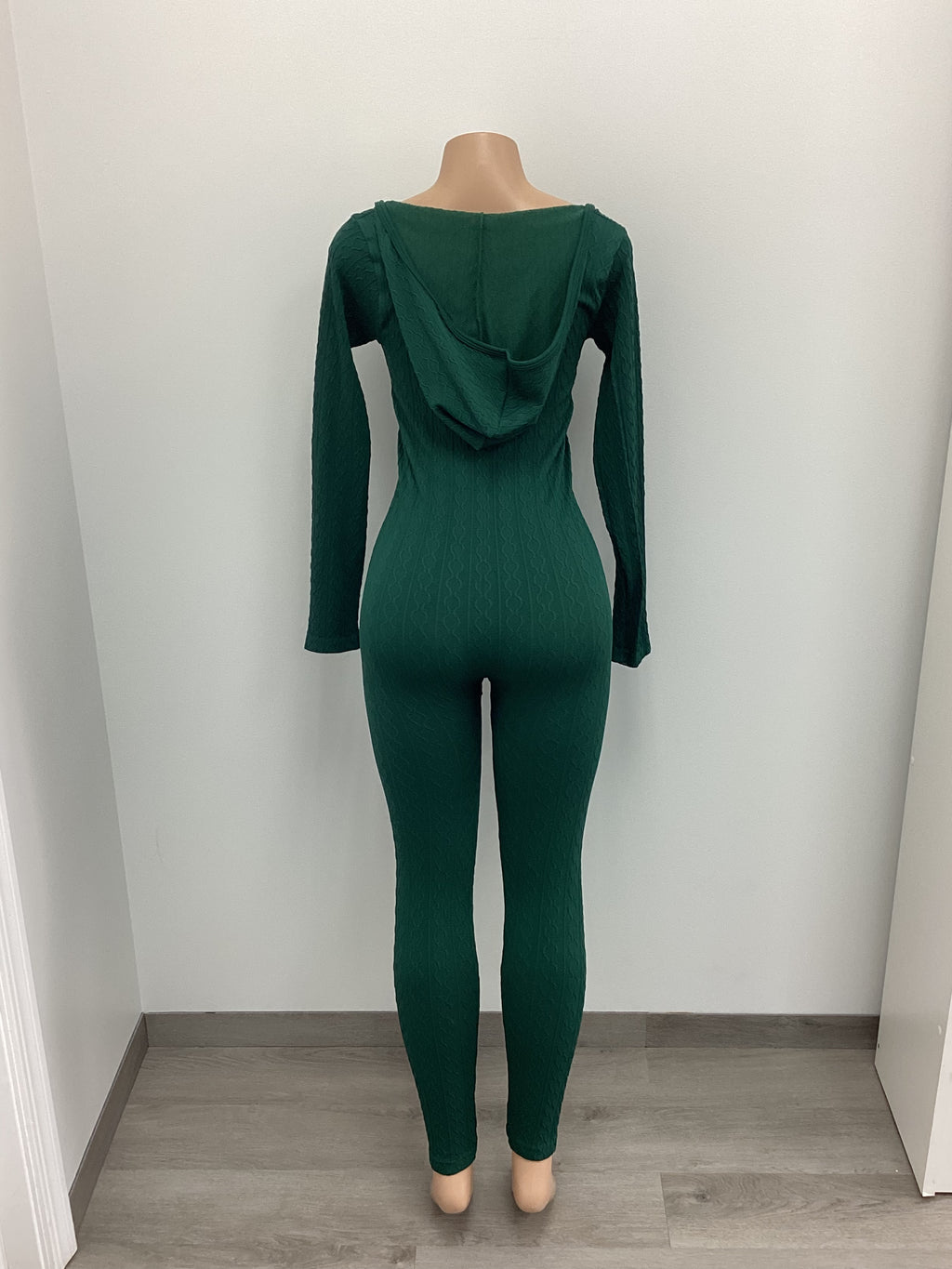 Green Hooded Knit Jumpsuit - Closet Space