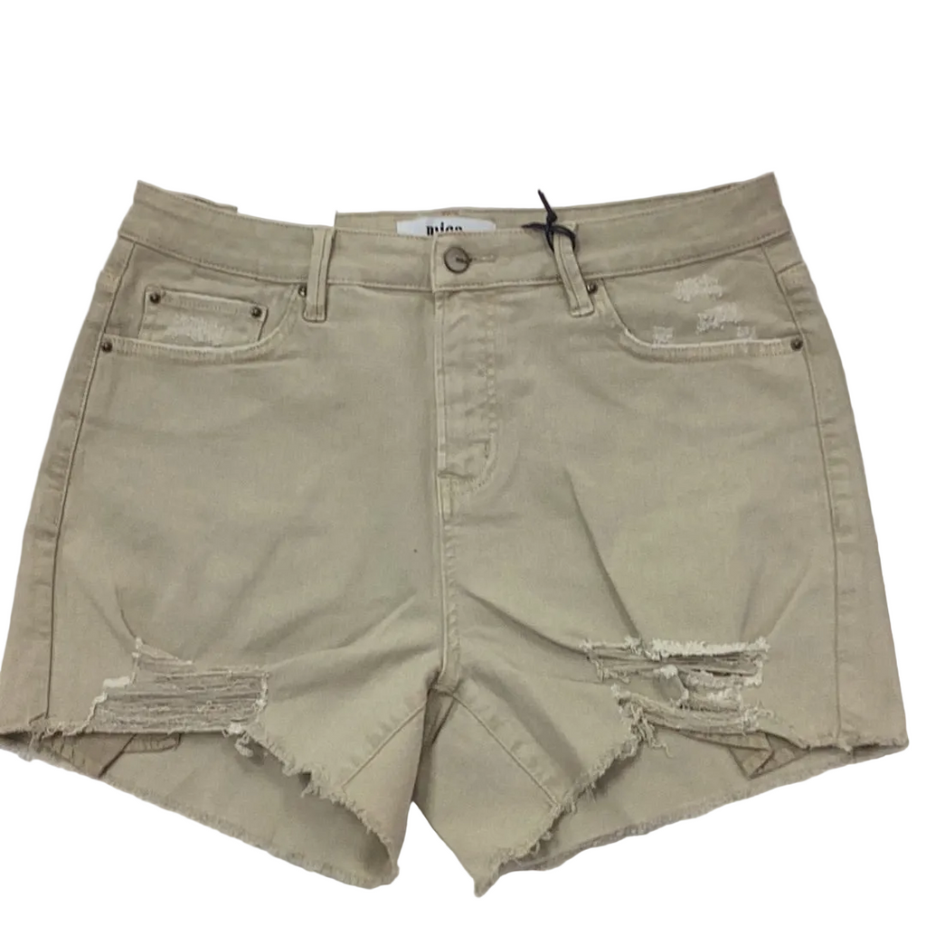 Curvy - High Rise Ripped Denim Shorts