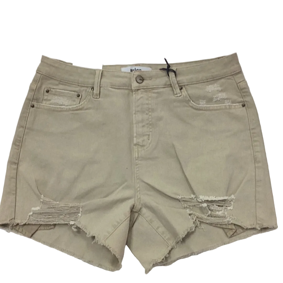 Curvy - High Rise Ripped Denim Shorts