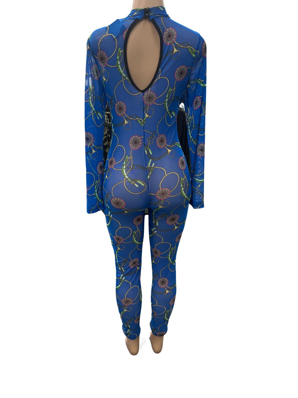 Sheer Chain Print Jumpsuit - Closet Space