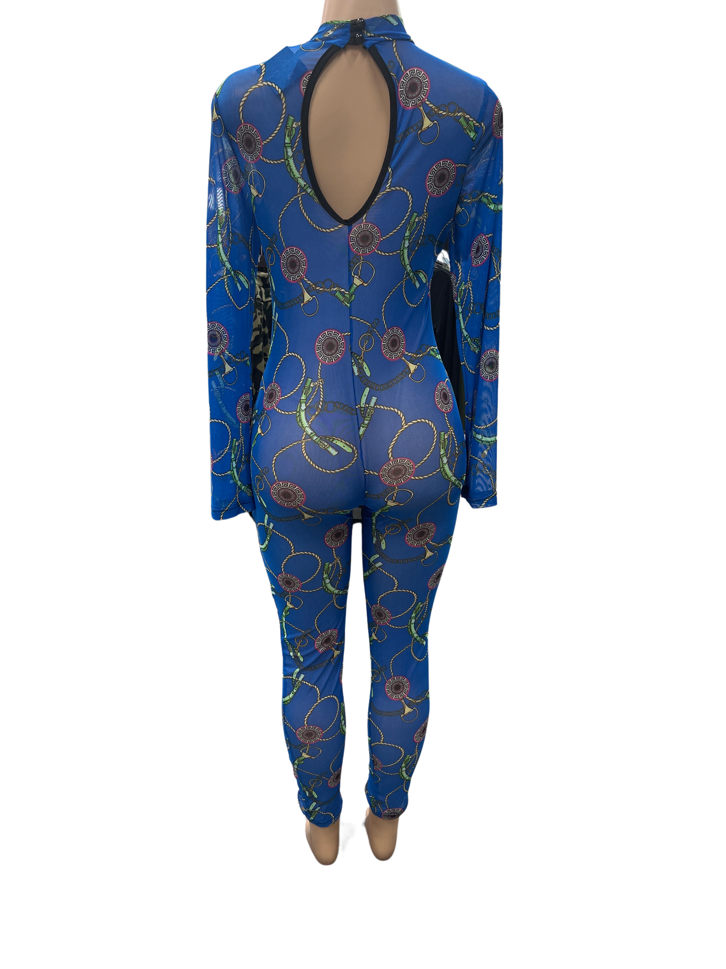 Sheer Chain Print Jumpsuit - Closet Space
