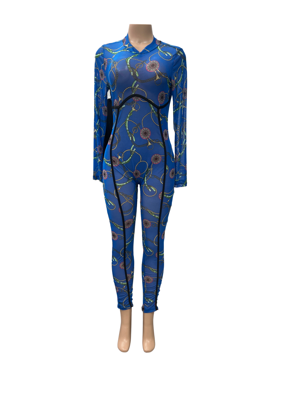 Sheer Chain Print Jumpsuit - Closet Space