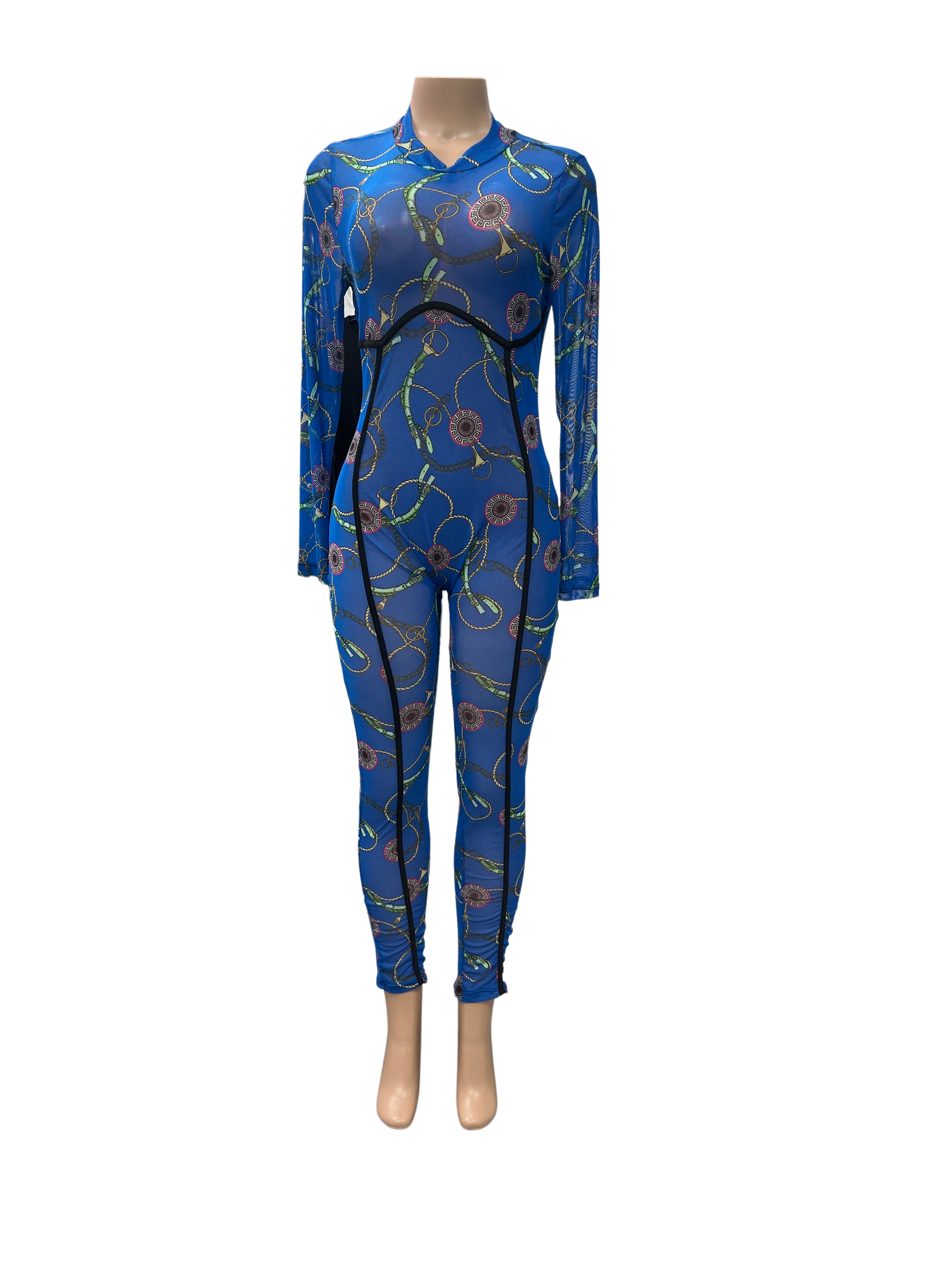 Sheer Chain Print Jumpsuit - Closet Space