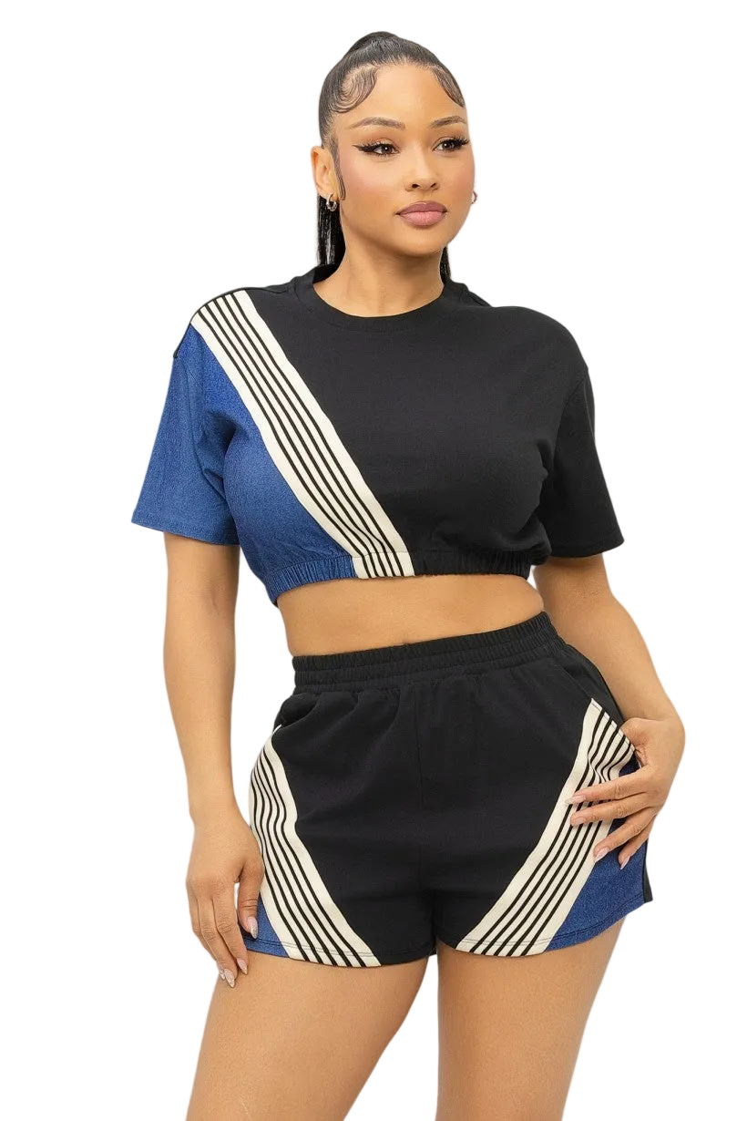 2 Piece Denim Mix Sport Set