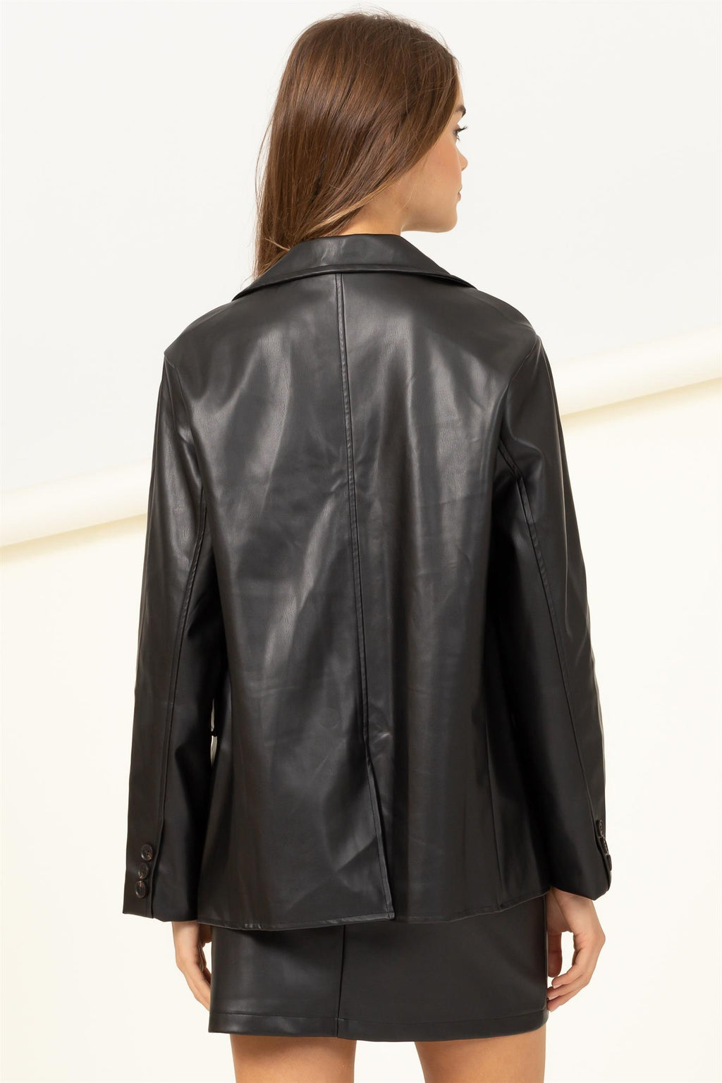 Faux Leather Fashion Blazer - Closet Space