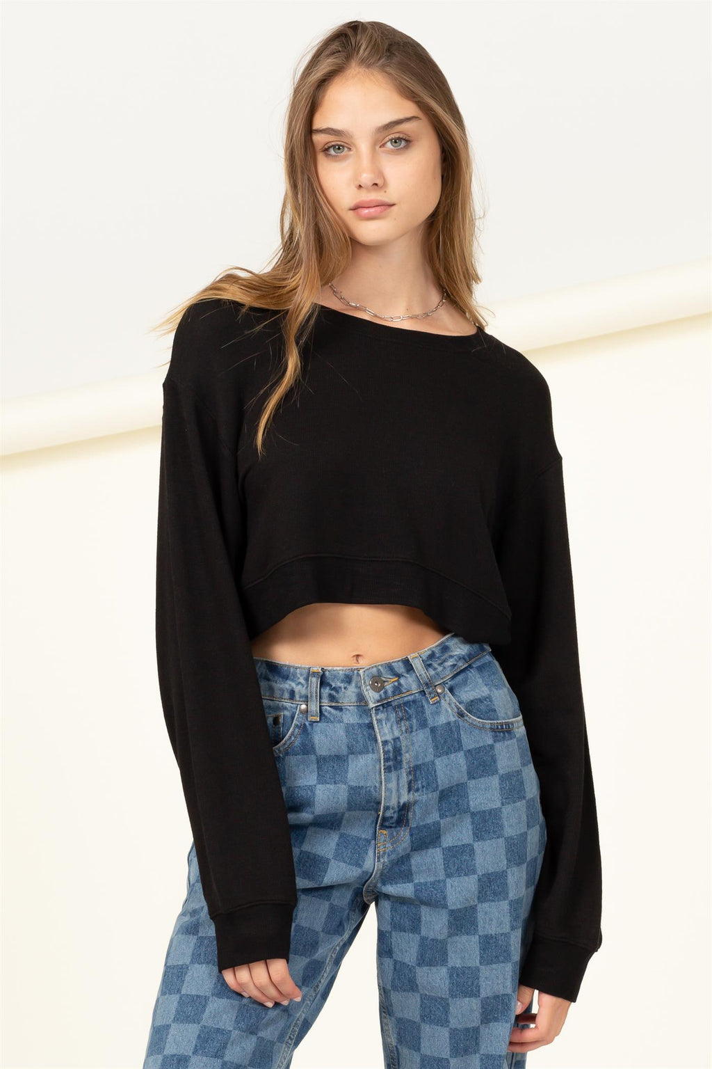 Long Sleeve Crop Boxy Sweatshirt - Closet Space