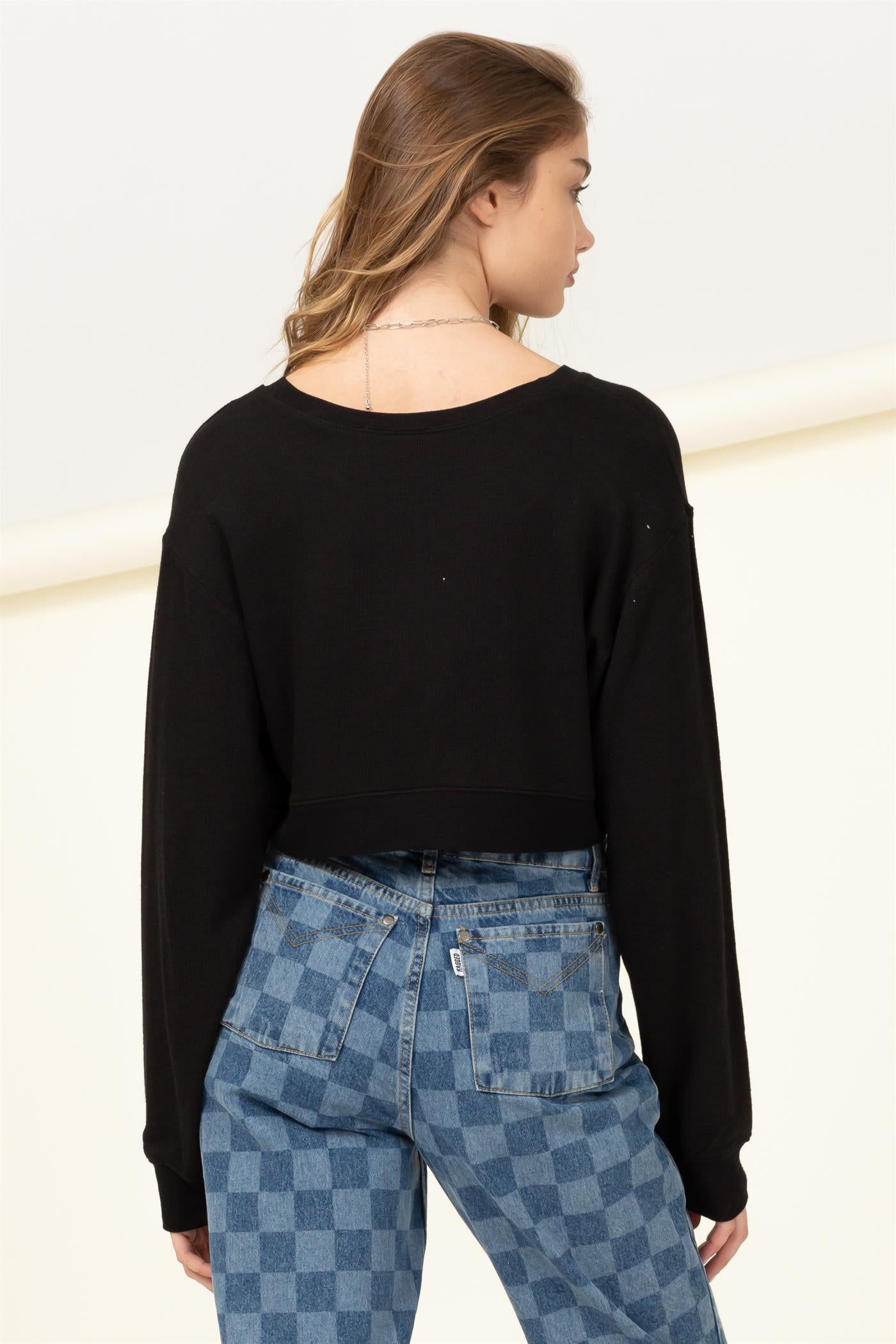 Long Sleeve Crop Boxy Sweatshirt - Closet Space