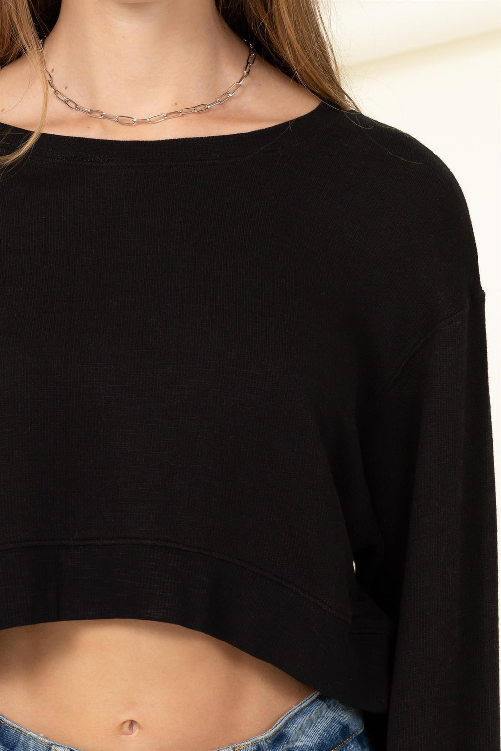 Long Sleeve Crop Boxy Sweatshirt - Closet Space