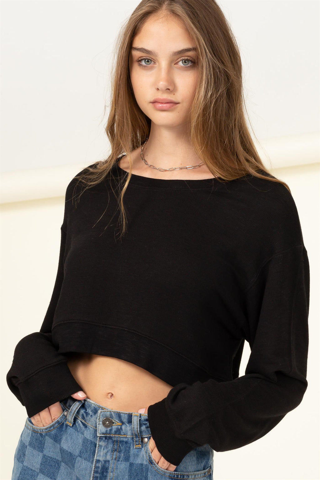 Long Sleeve Crop Boxy Sweatshirt - Closet Space