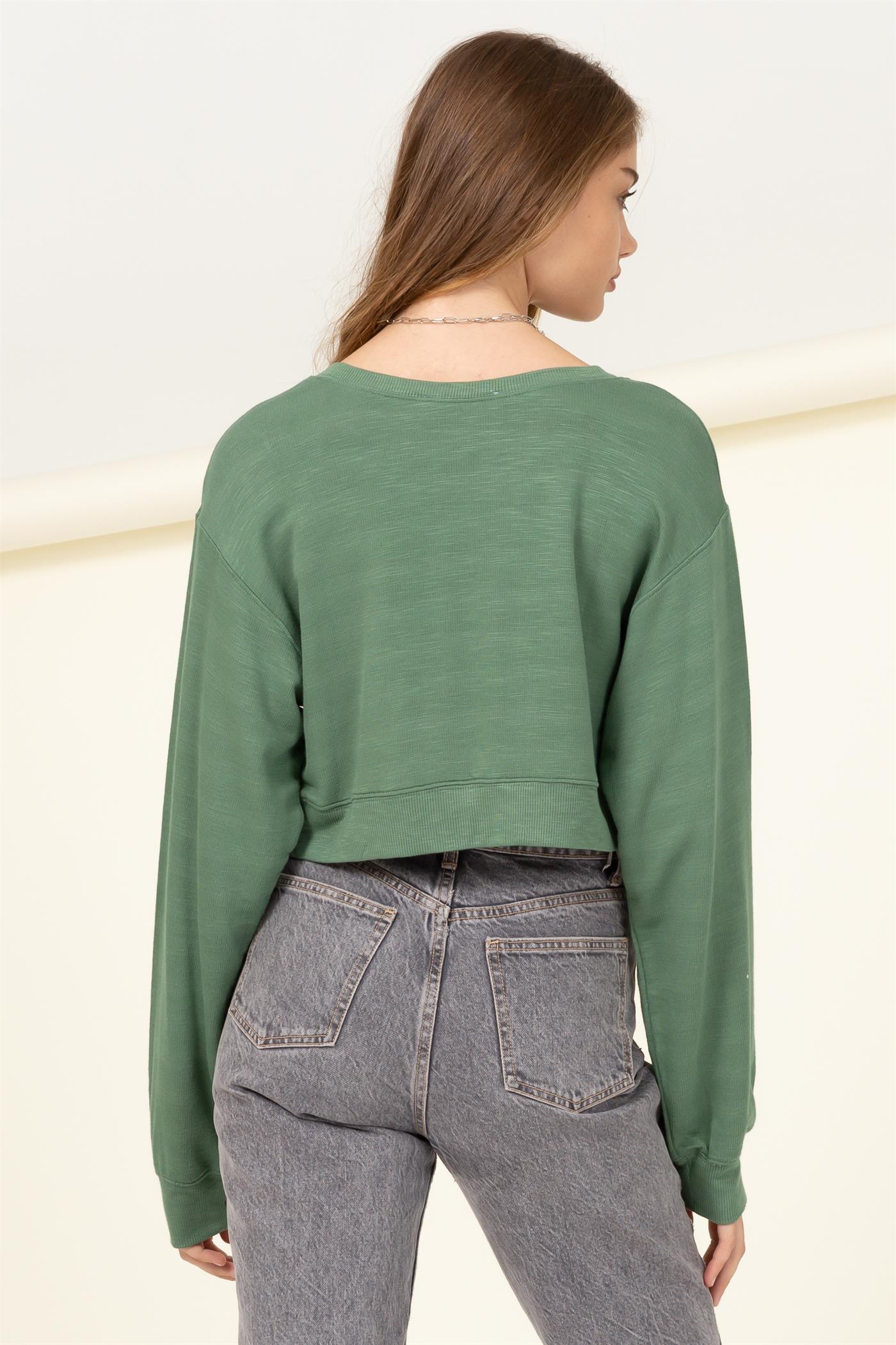 Long Sleeve Crop Boxy Sweatshirt - Closet Space