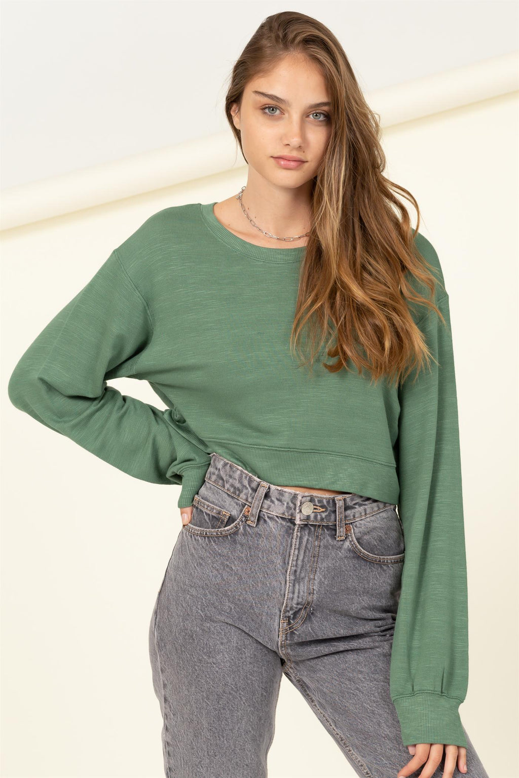 Long Sleeve Crop Boxy Sweatshirt - Closet Space