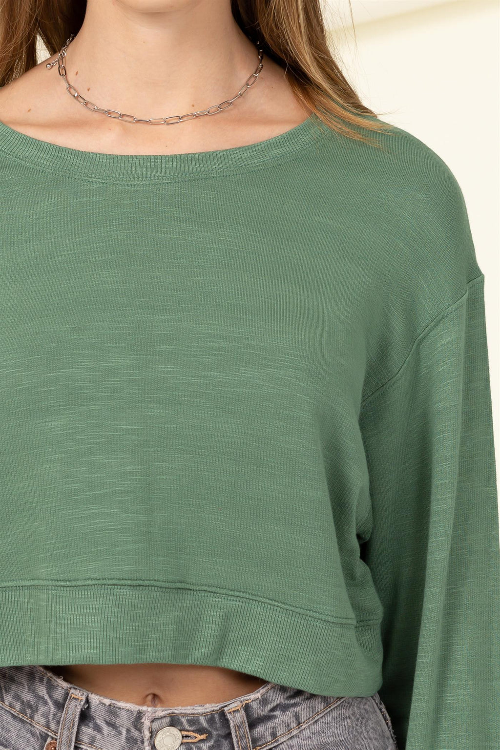 Long Sleeve Crop Boxy Sweatshirt - Closet Space
