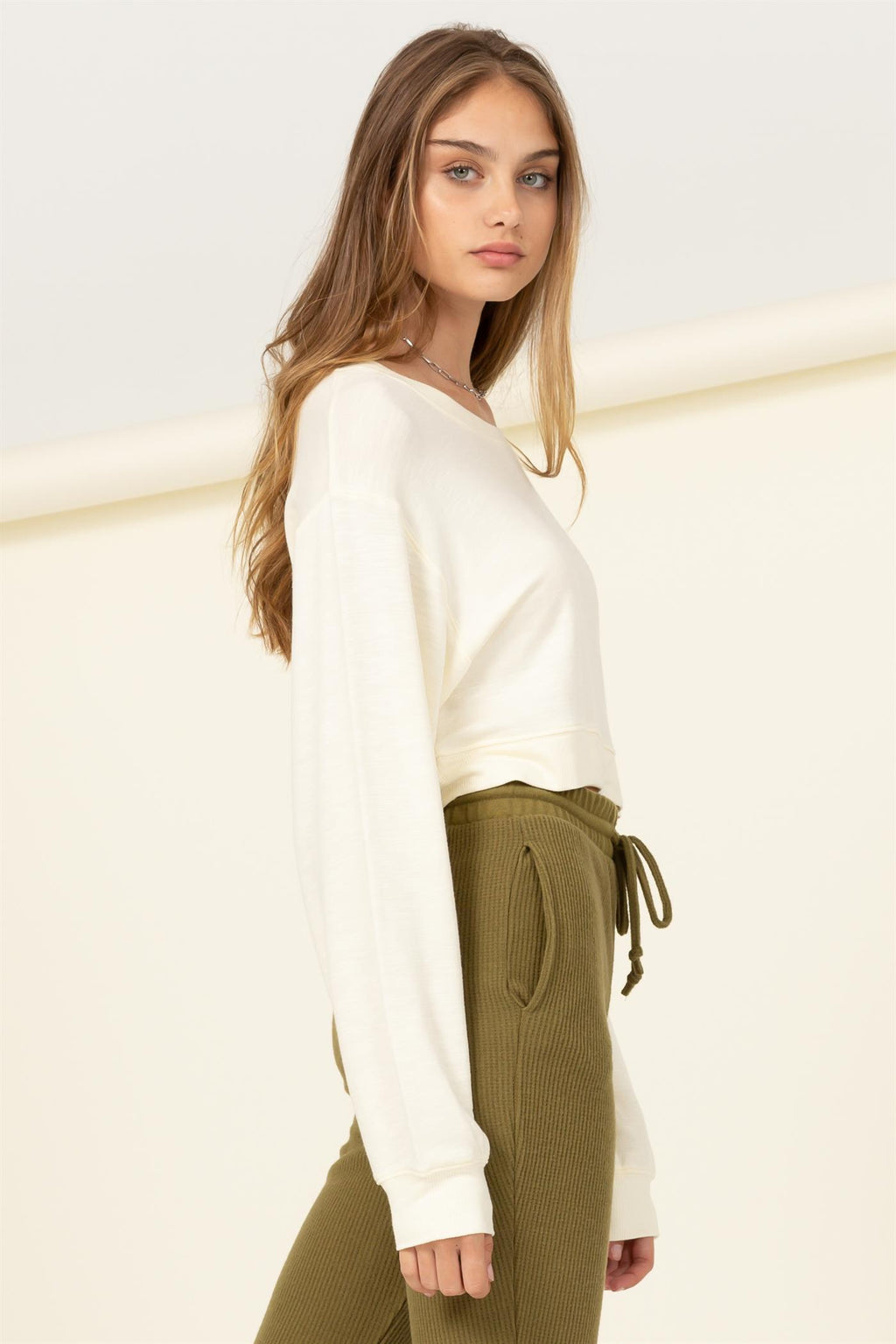 Long Sleeve Crop Boxy Sweatshirt - Closet Space