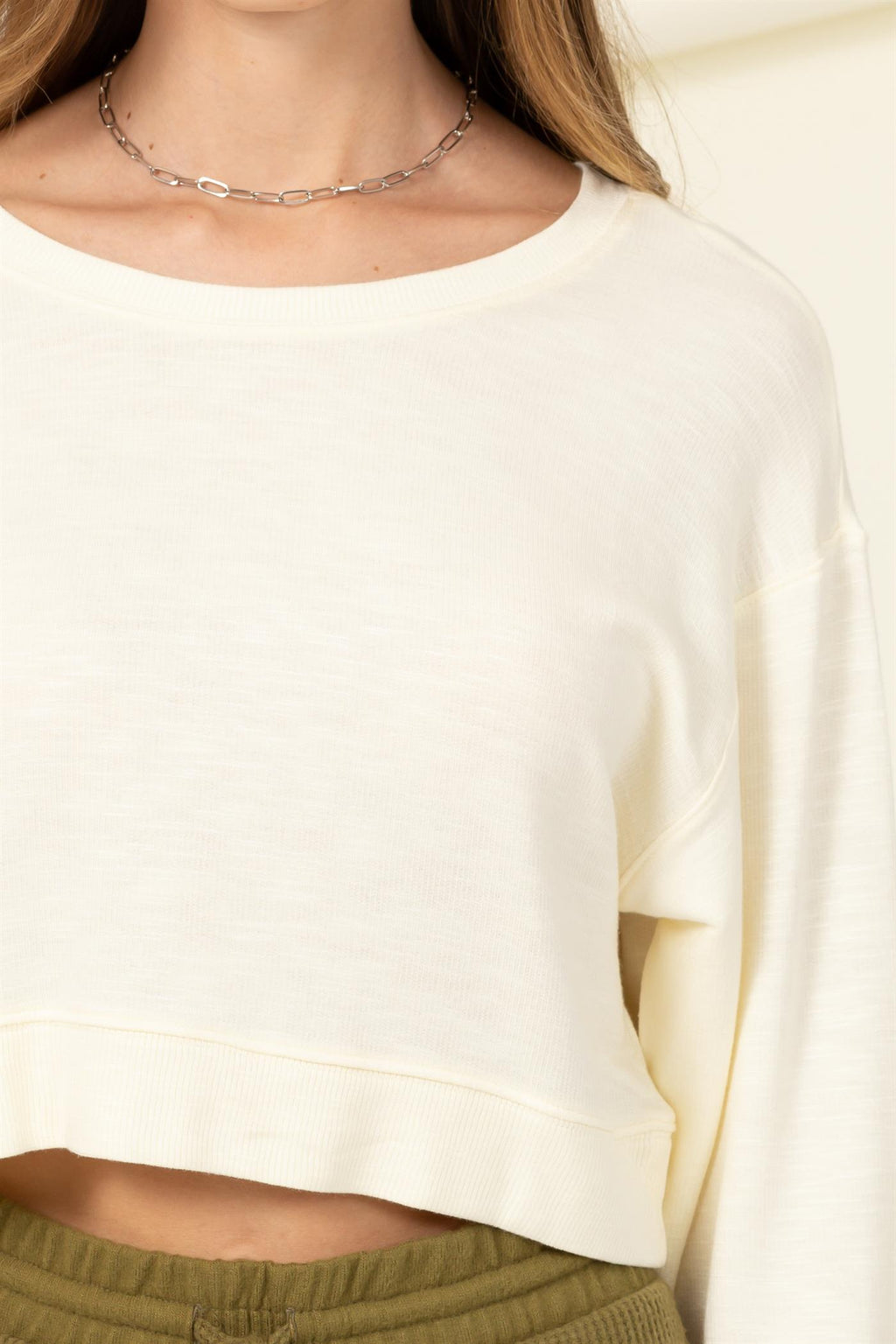Long Sleeve Crop Boxy Sweatshirt - Closet Space