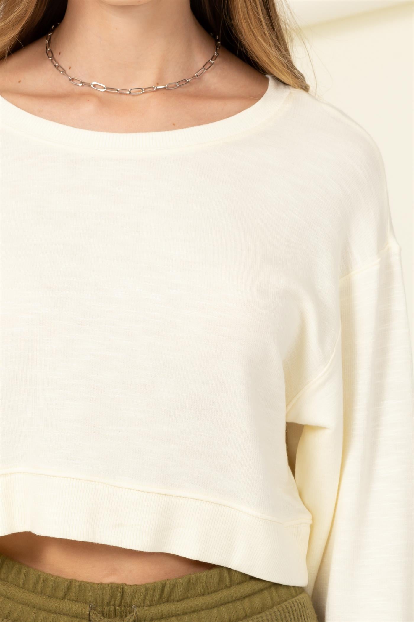 Long Sleeve Crop Boxy Sweatshirt - Closet Space