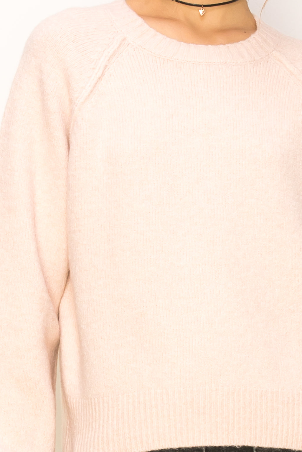 Ribbed Knit Crew Neck Long Dropped Shoulder Volume Sleeve Sweater - Closet Space