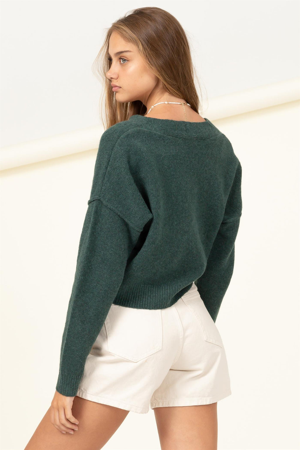 Drop Shoulder Ribbed Knit Cardigan - Closet Space