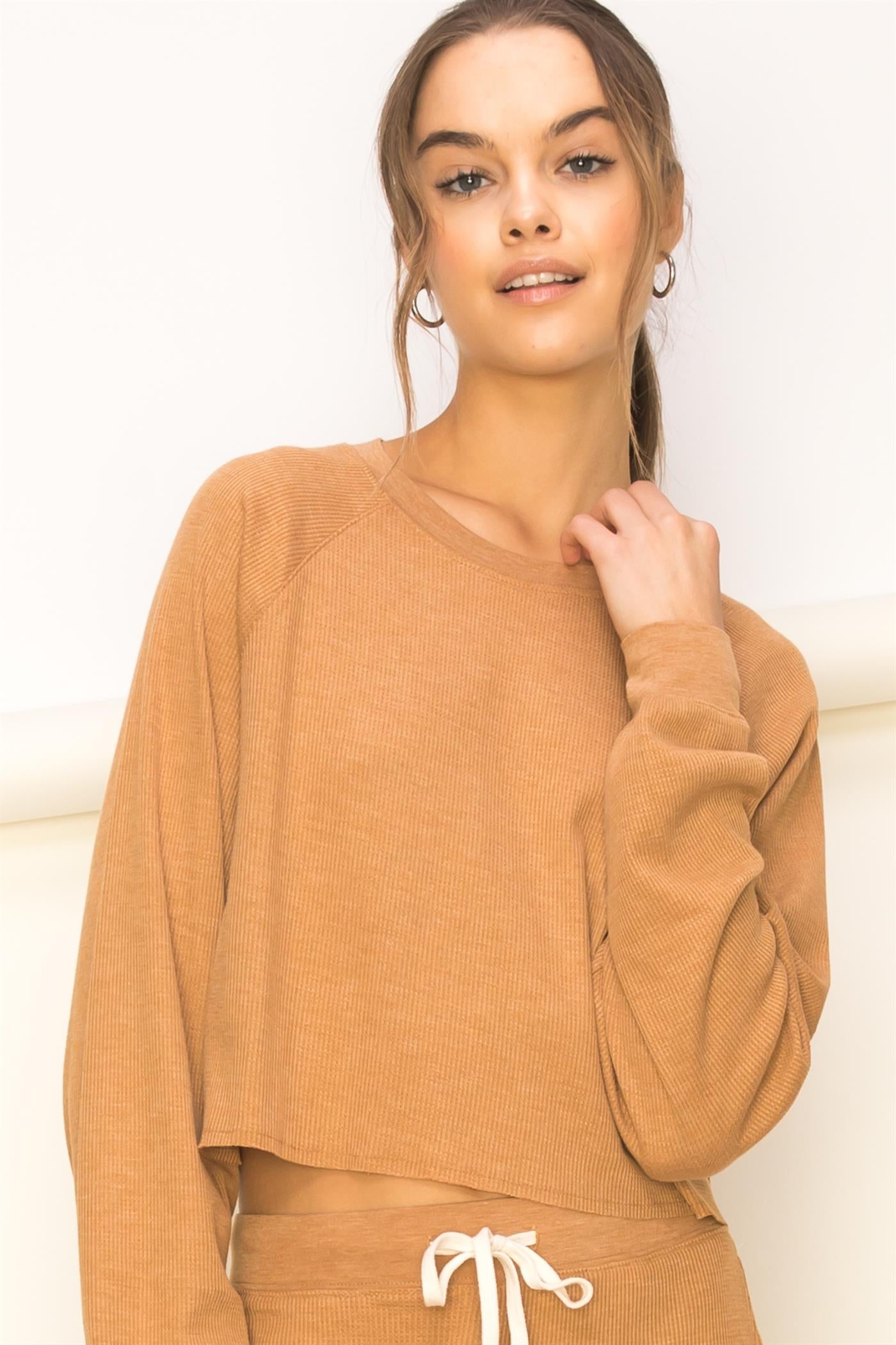 Thermal Raglan Knit Miss Cozy Top - Closet Space