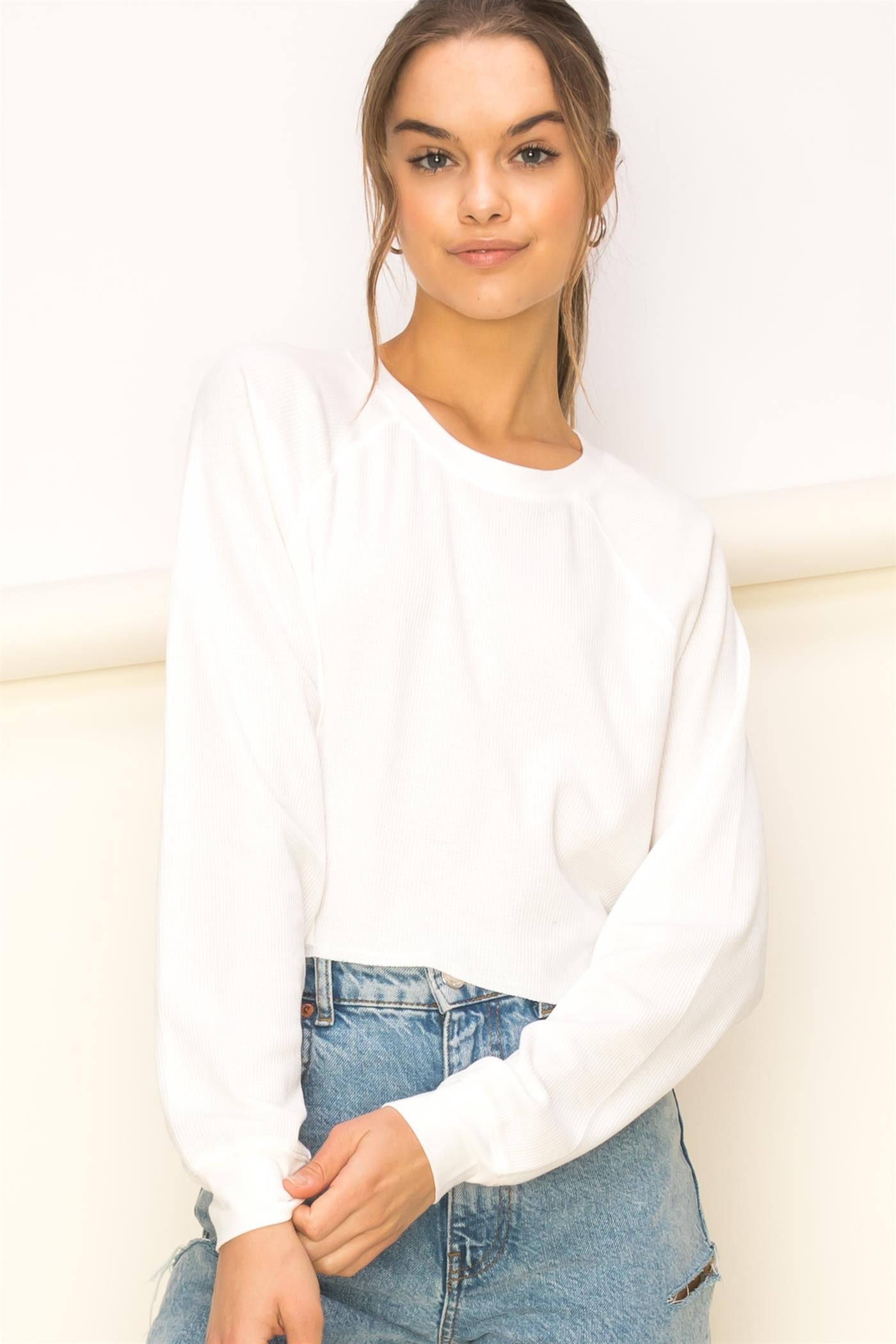 Thermal Raglan Knit Miss Cozy Top - Closet Space