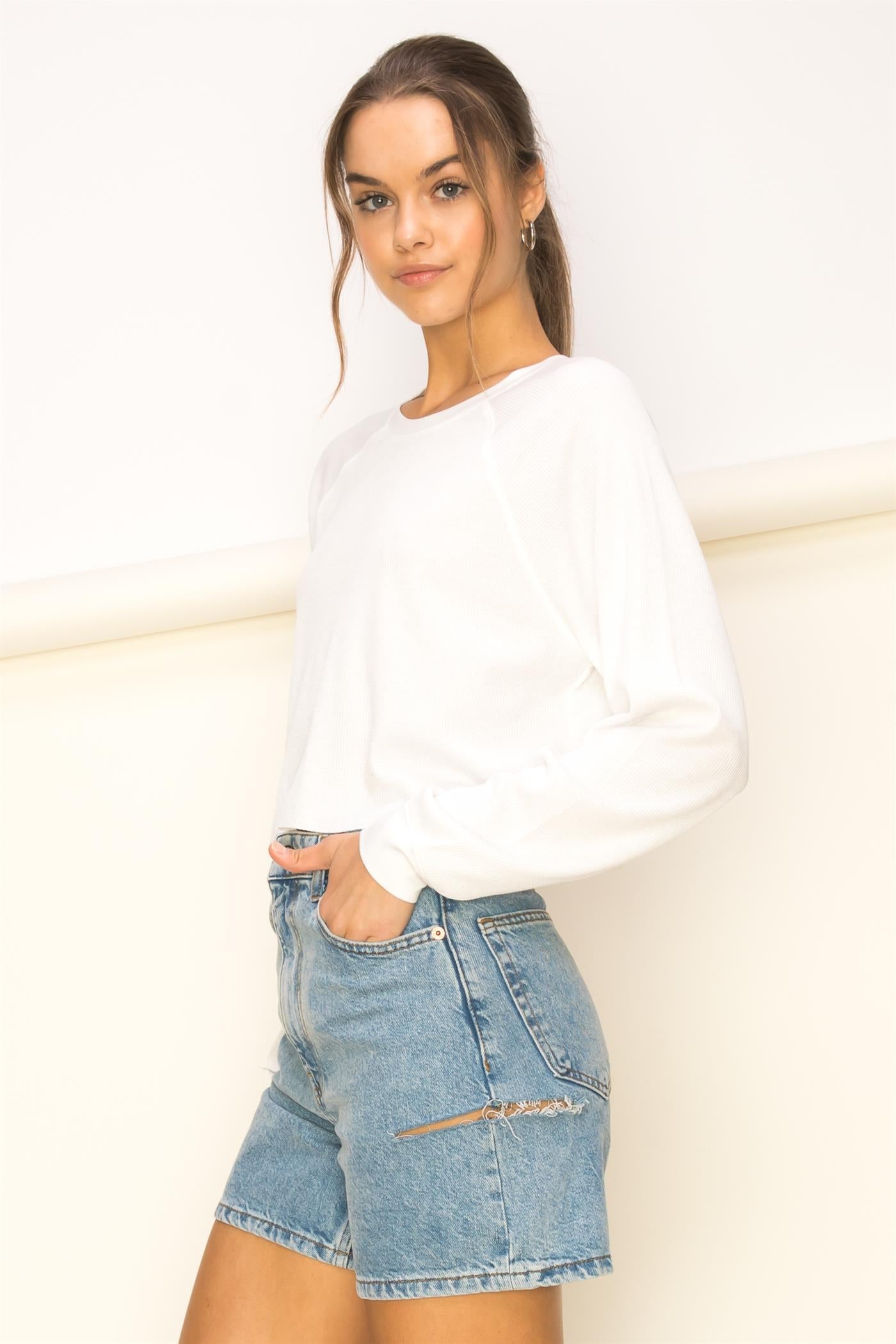 Thermal Raglan Knit Miss Cozy Top - Closet Space