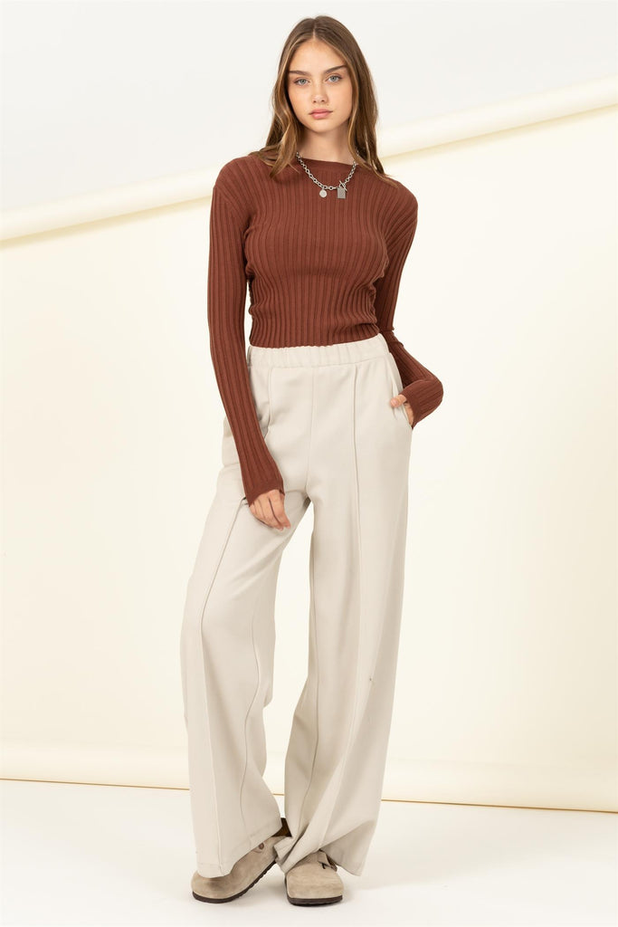 Twist Back Ribbed Knit Sweater - Closet Space