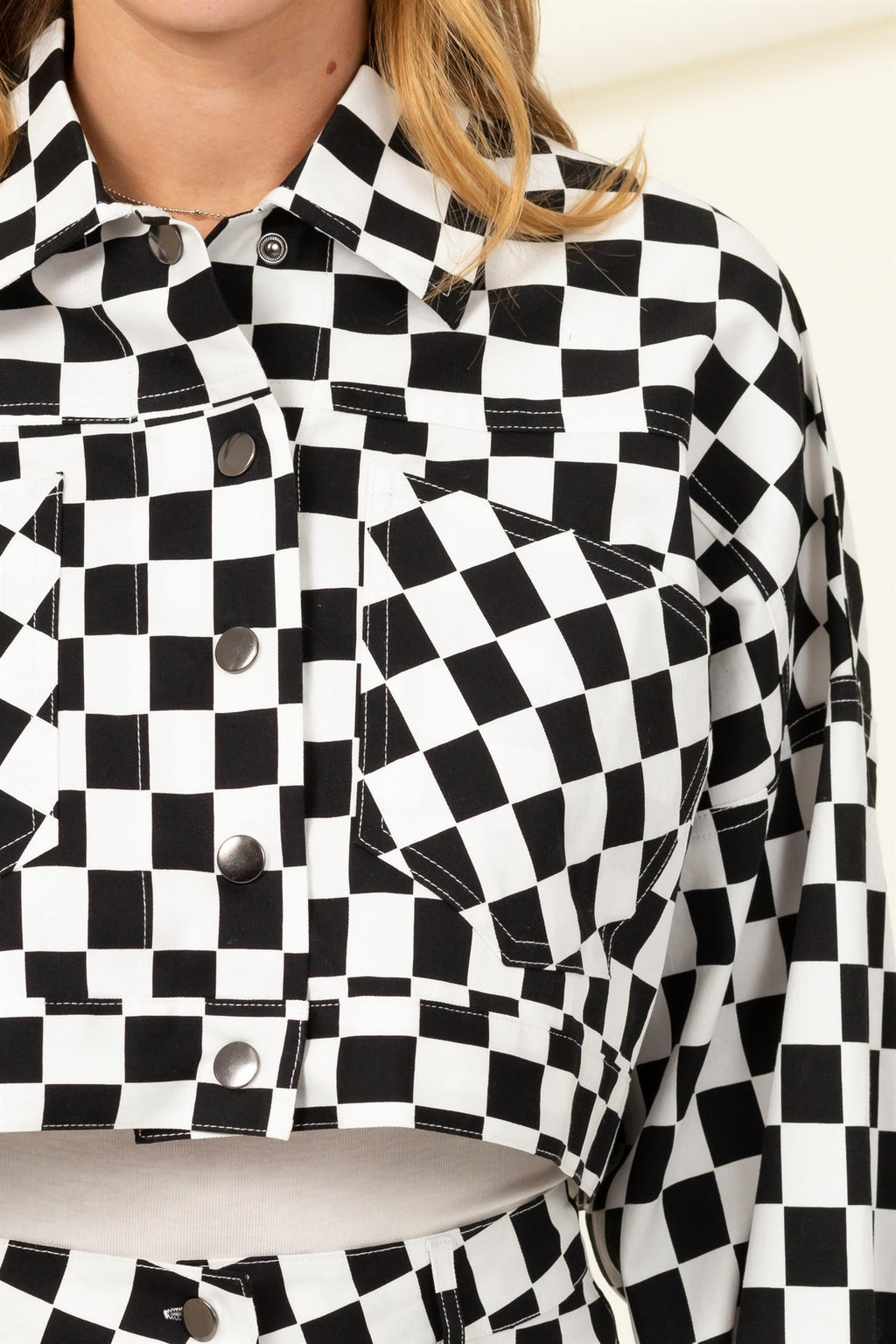 Checkered Denim Jacket - Closet Space