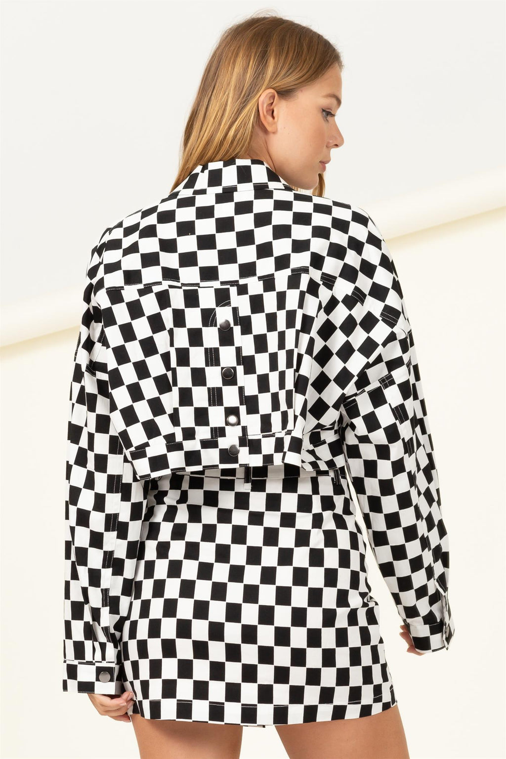 Checkered Denim Jacket - Closet Space