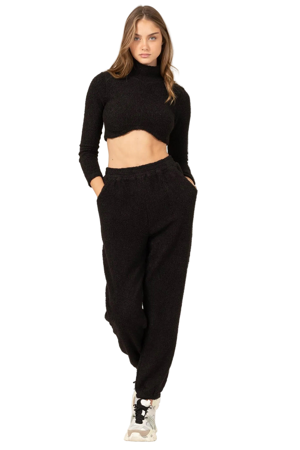 Elastic Waist Sherpa Jogger Pant - Closet Space