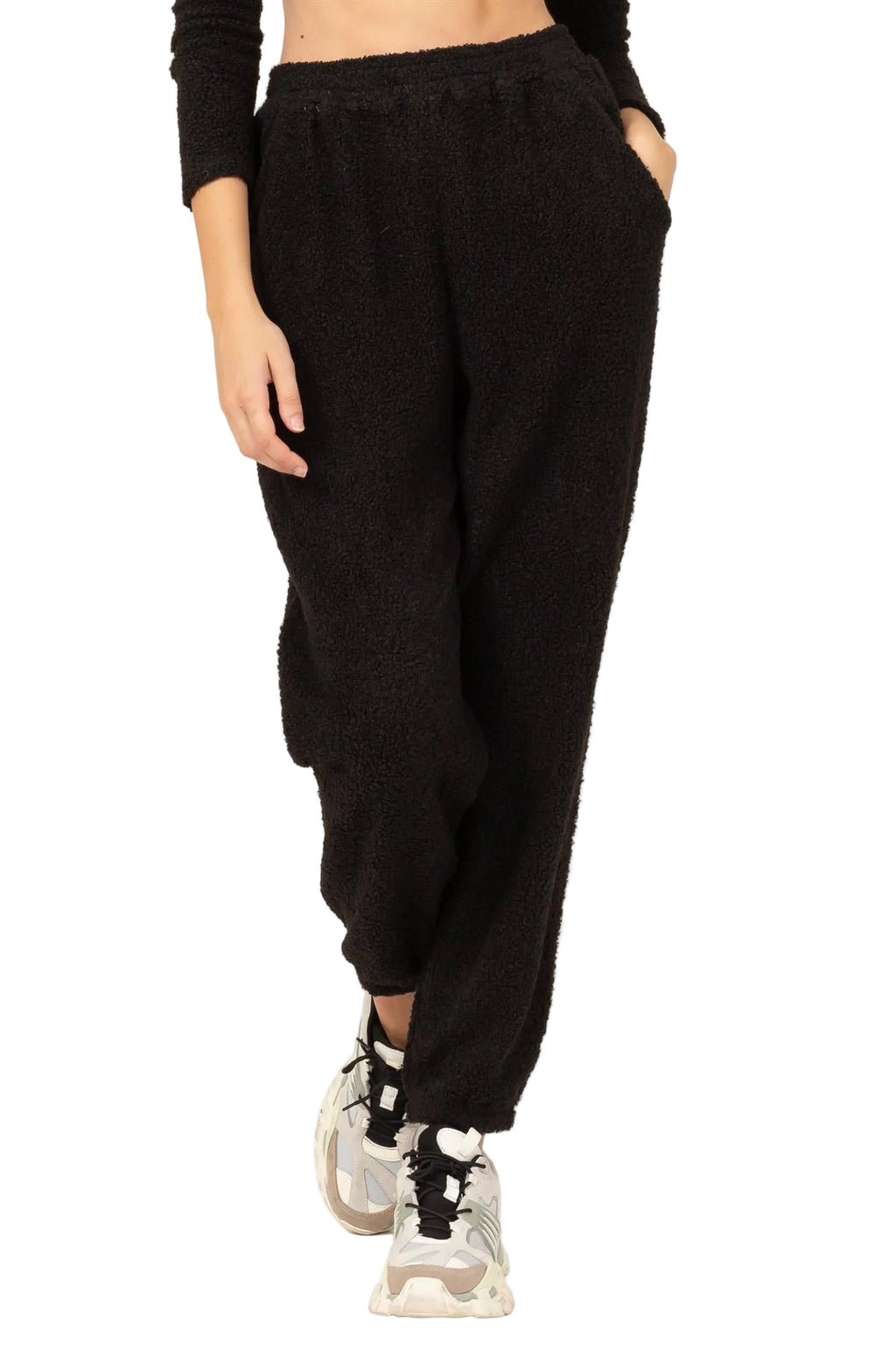 Elastic Waist Sherpa Jogger Pant - Closet Space