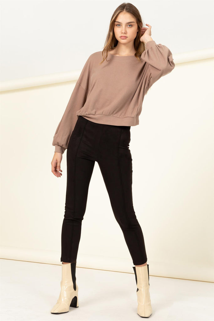 Faux Suede Side Zip Ponte Pant - Closet Space