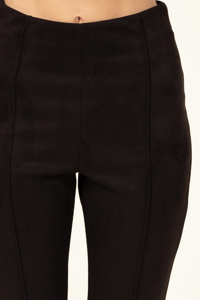 Faux Suede Side Zip Ponte Pant - Closet Space