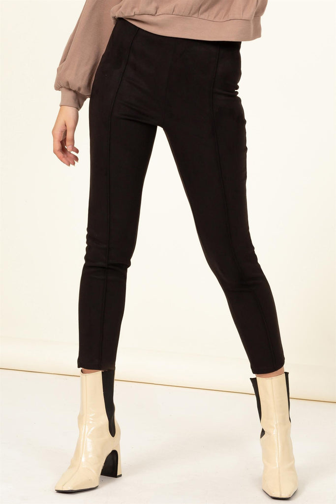 Faux Suede Side Zip Ponte Pant - Closet Space