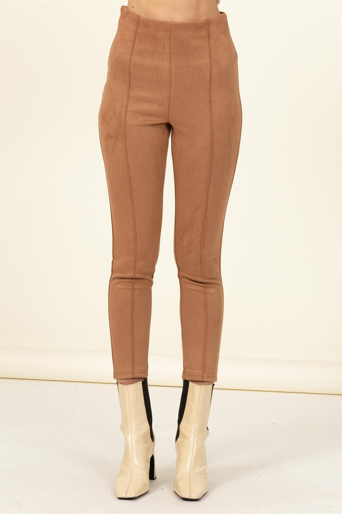 Faux Suede Side Zip Ponte Pant - Closet Space