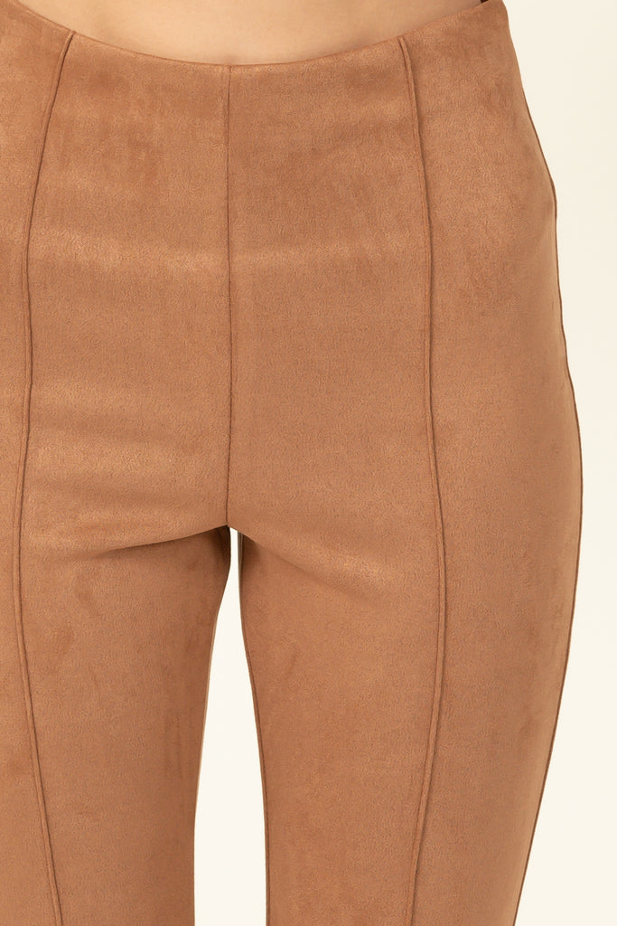 Faux Suede Side Zip Ponte Pant - Closet Space