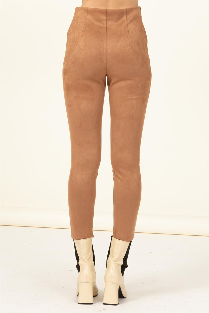 Faux Suede Side Zip Ponte Pant - Closet Space