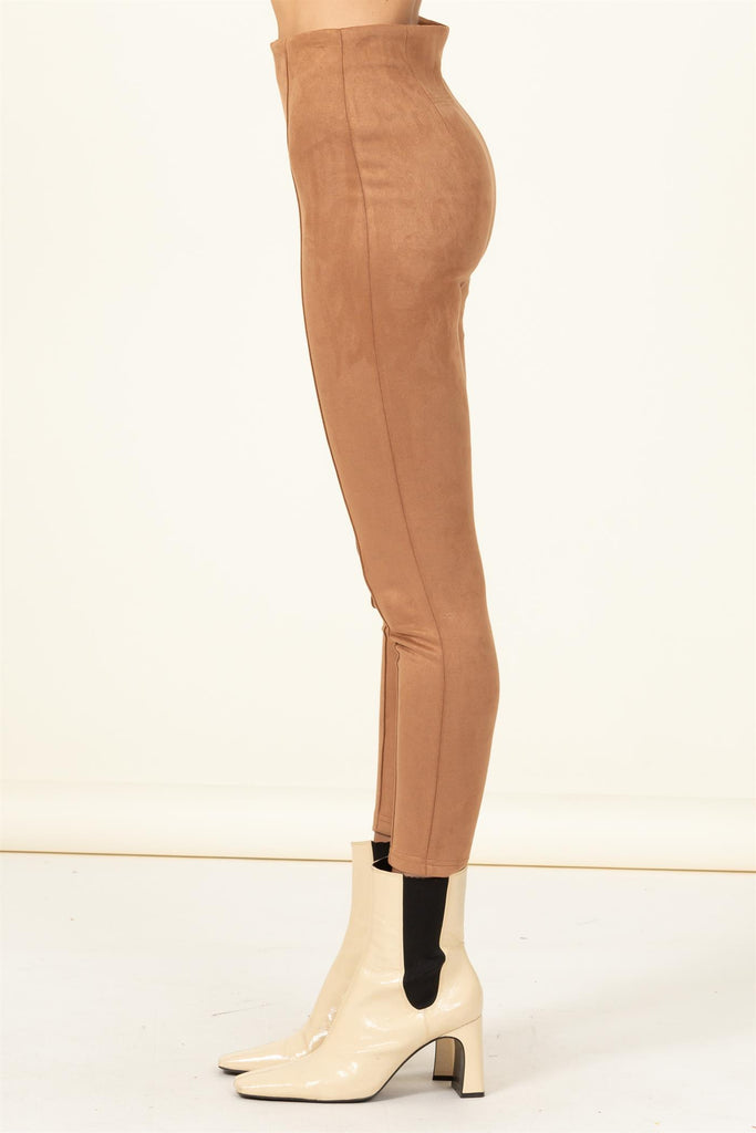 Faux Suede Side Zip Ponte Pant - Closet Space