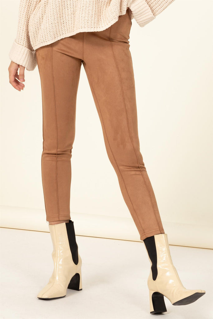 Faux Suede Side Zip Ponte Pant - Closet Space