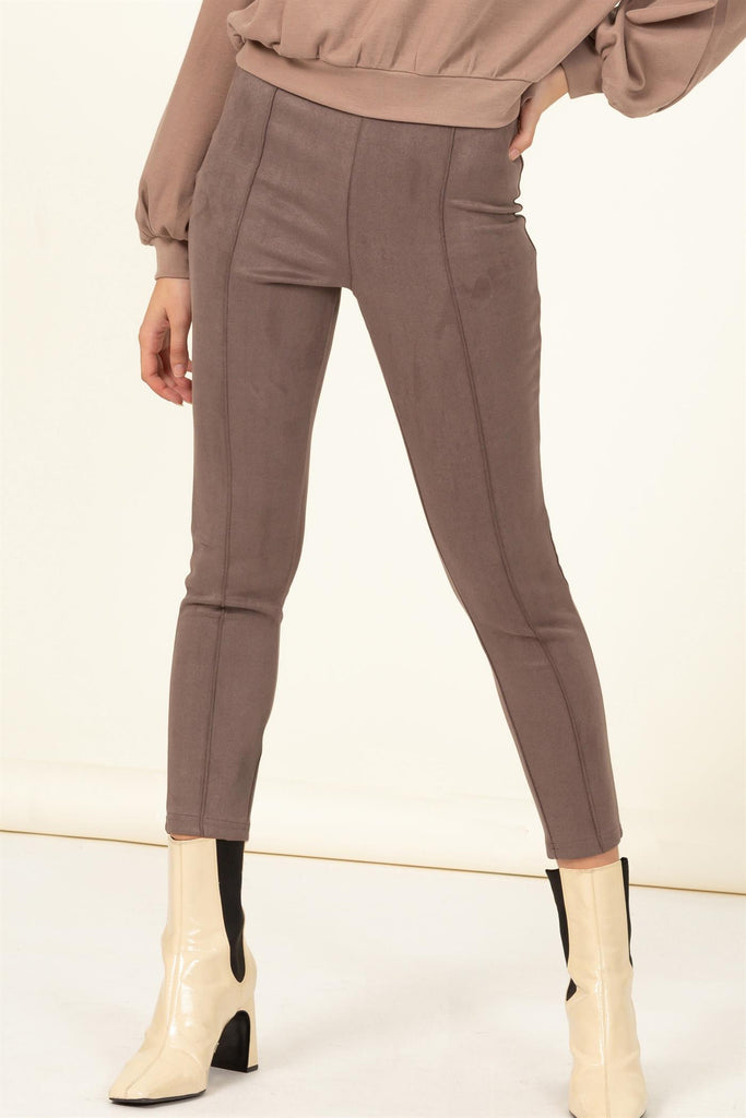 Faux Suede Side Zip Ponte Pant - Closet Space