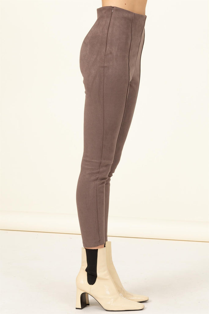 Faux Suede Side Zip Ponte Pant - Closet Space