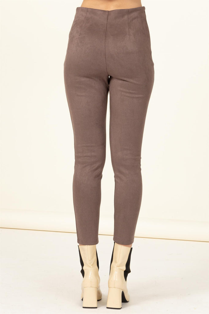 Faux Suede Side Zip Ponte Pant - Closet Space