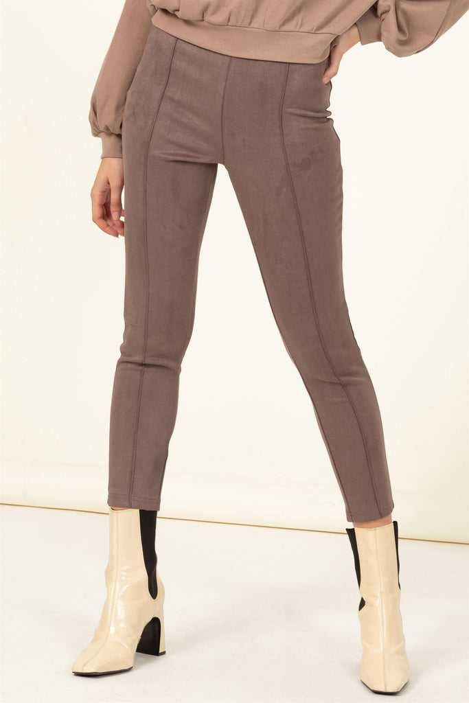 Faux Suede Side Zip Ponte Pant - Closet Space